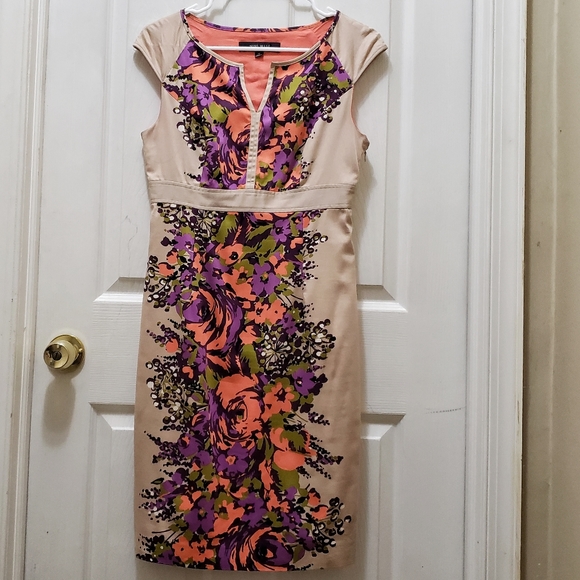Nine West Dresses & Skirts - Nine West Tan/Orange/Purple Floral Sheath Dress